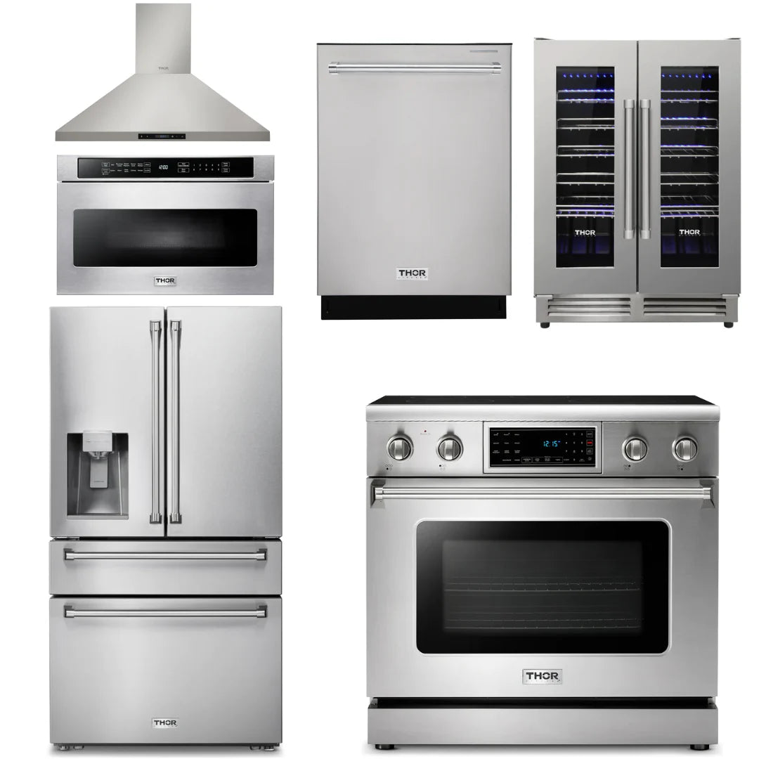 36 Electric Range, Range Hood, Microwave, Refrigerator, Dishwasher, Wine Cooler M319008