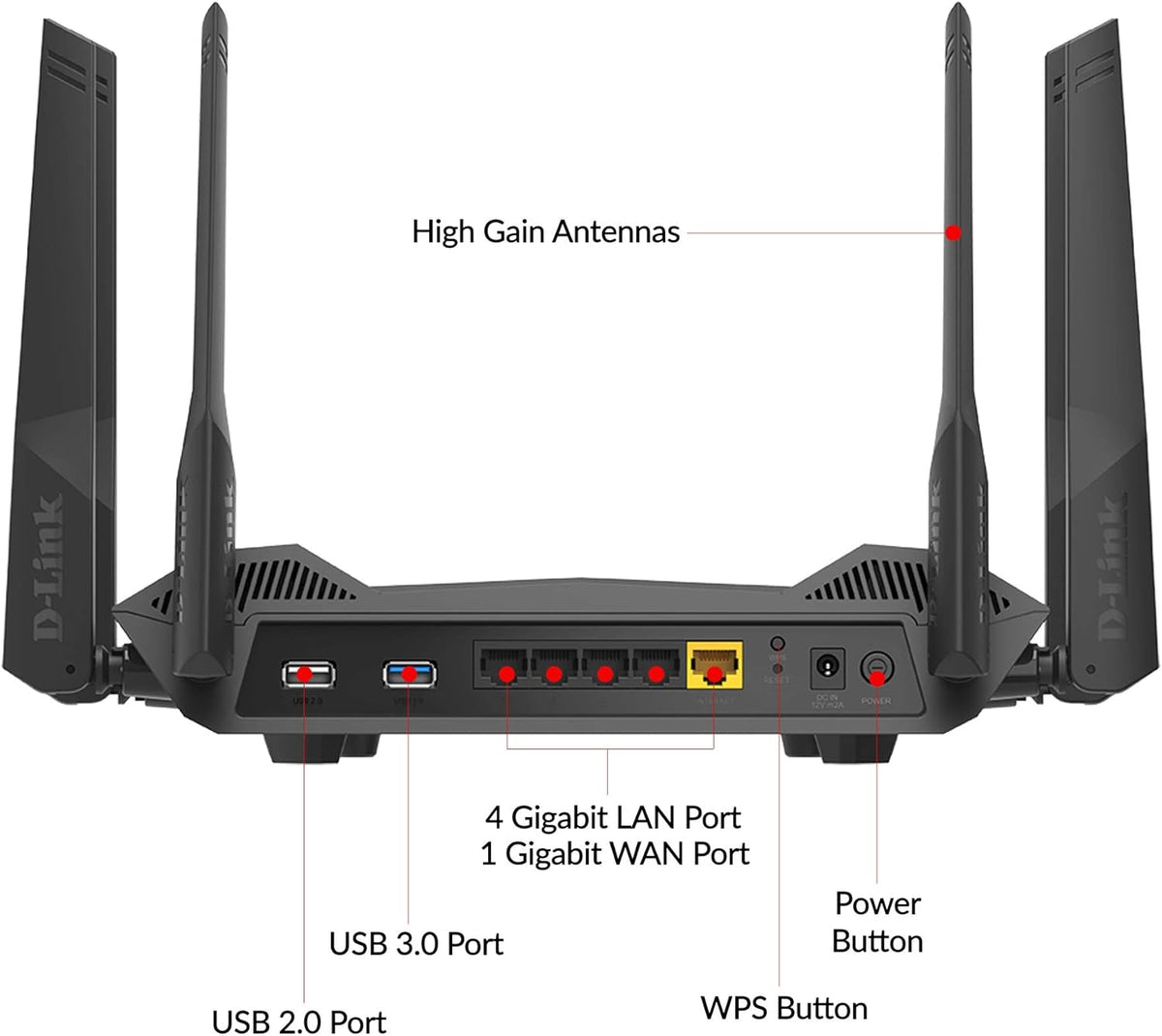 WiFi 6 Router AX4800 Dual Band Gigabit Gaming Internet Network R701533