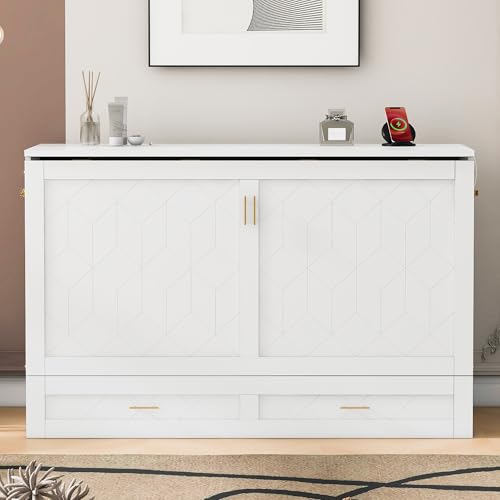 Queen Size Murphy Wall Bed with USB Charging Station and Storage Drawer Q263973