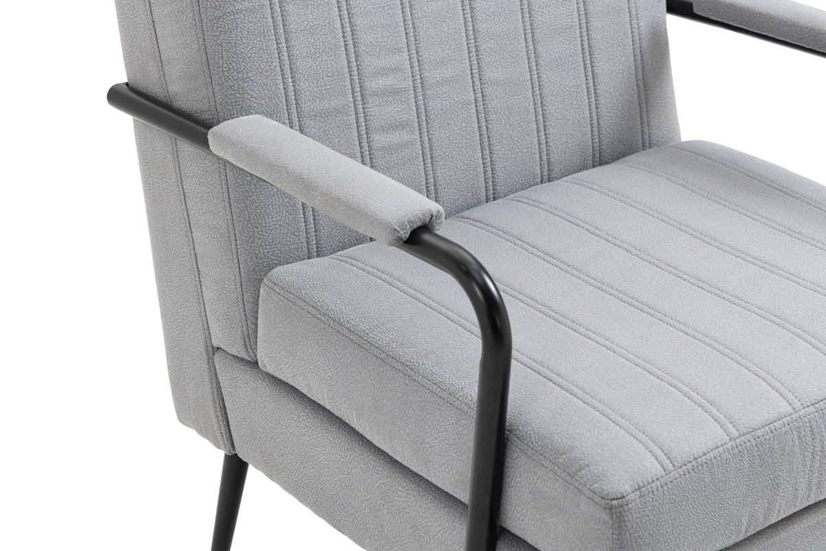 Grey Mid-Century Modern Accent Chair with Metal Leg J36989