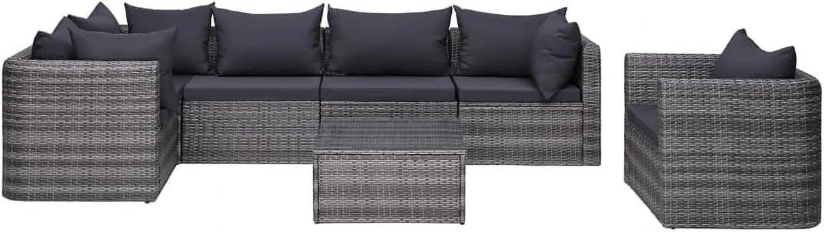 5 Piece Poly Rattan Patio Lounge Set with Cushions P9443
