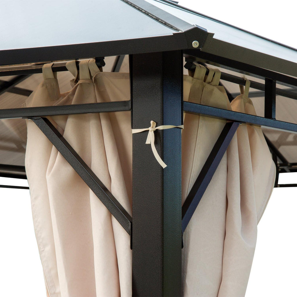 Off-White 10' x 12' Hardtop Gazebo with Polycarbonate Roof Aluminum Frame K192
