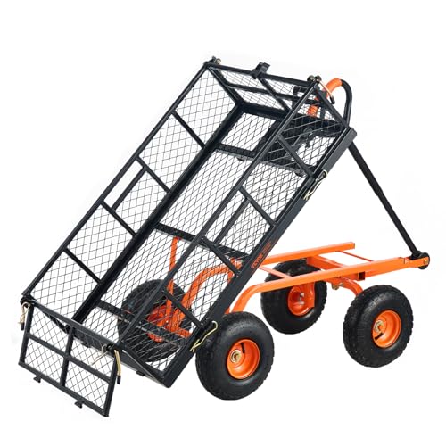 400lbs Steel Garden Dump Cart with Removable Sides S8711