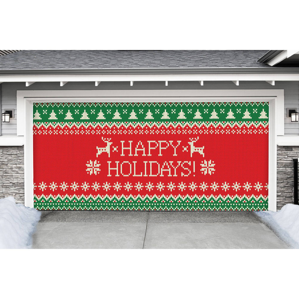Green and Red Double Car Garage Door Banner F7853