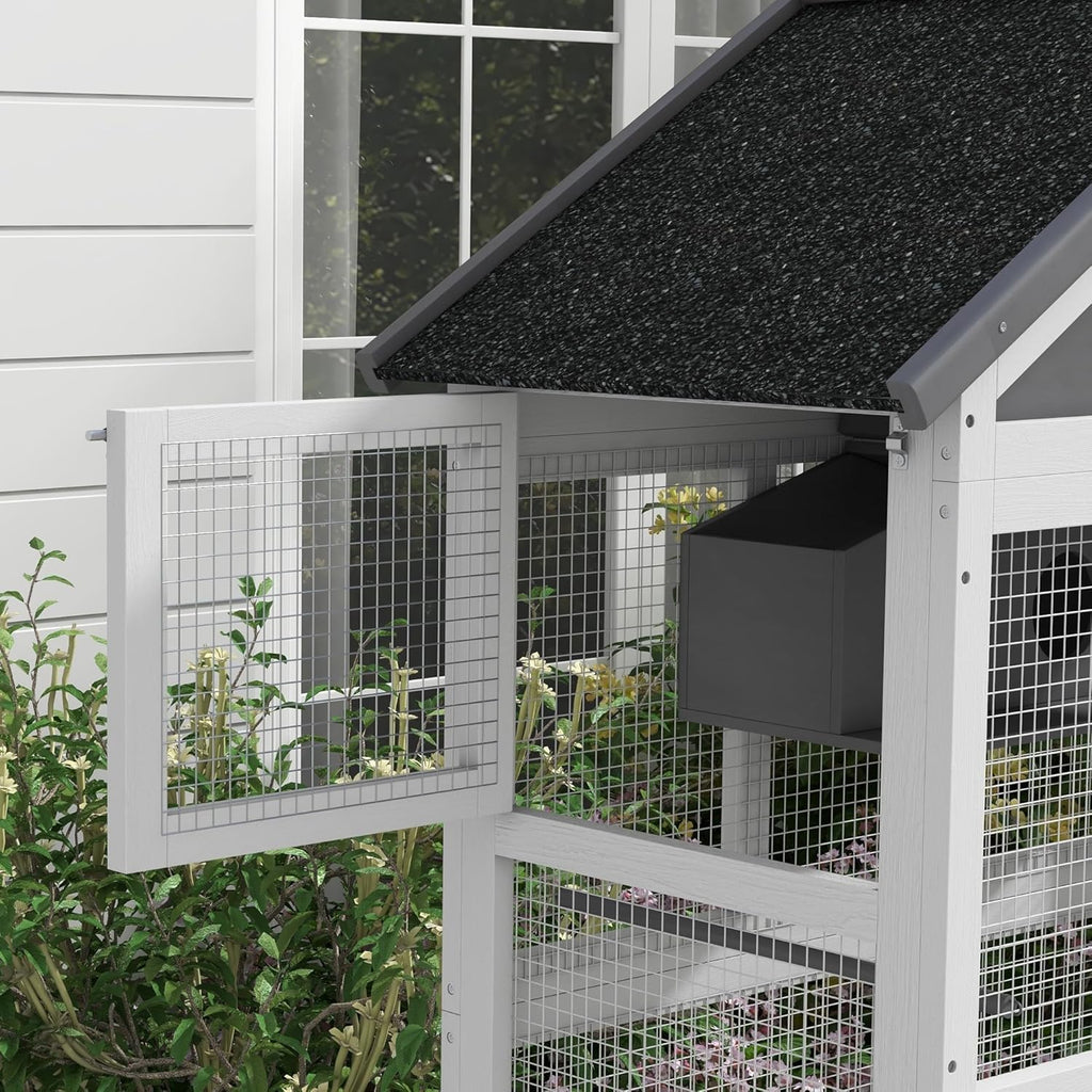 Gray Wooden Bird Cage with Slide-Out Tray A534