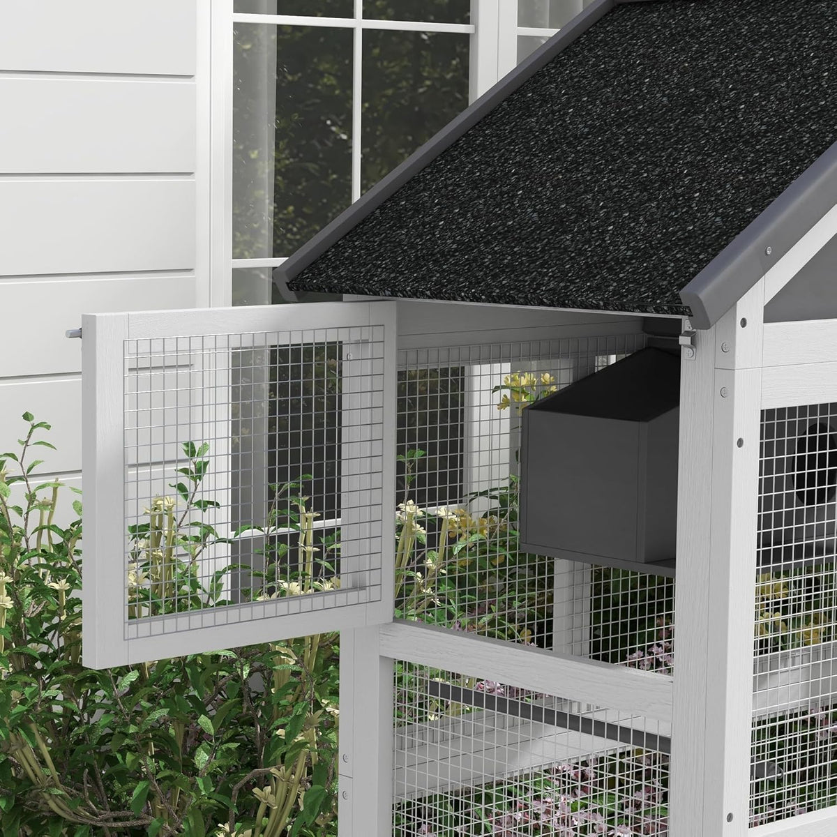 Gray Wooden Bird Cage with Slide-Out Tray A534