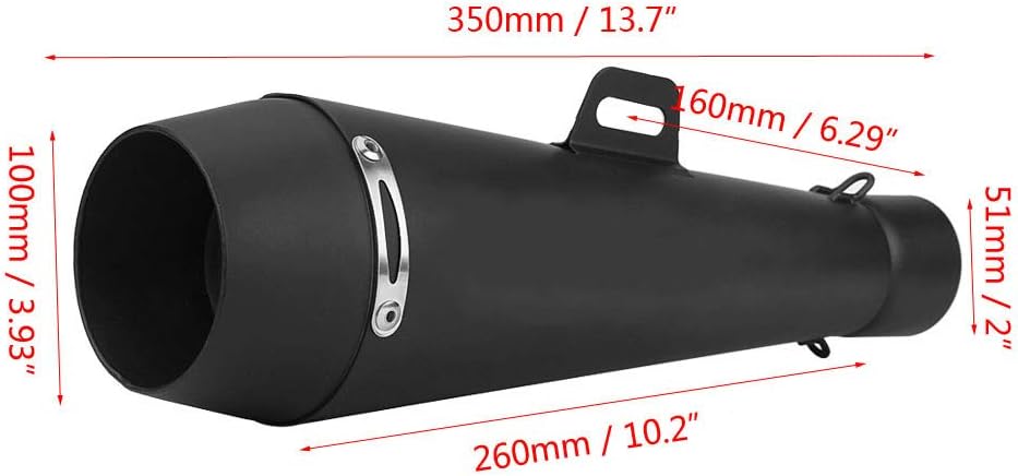 Motorcycle Slip On Exhaust Muffler Tail Pipe 51mm Universal W201
