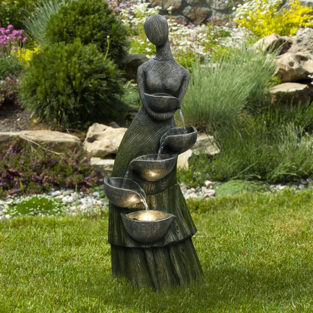 39" Lighted Outdoor Garden Water Fountain C46188