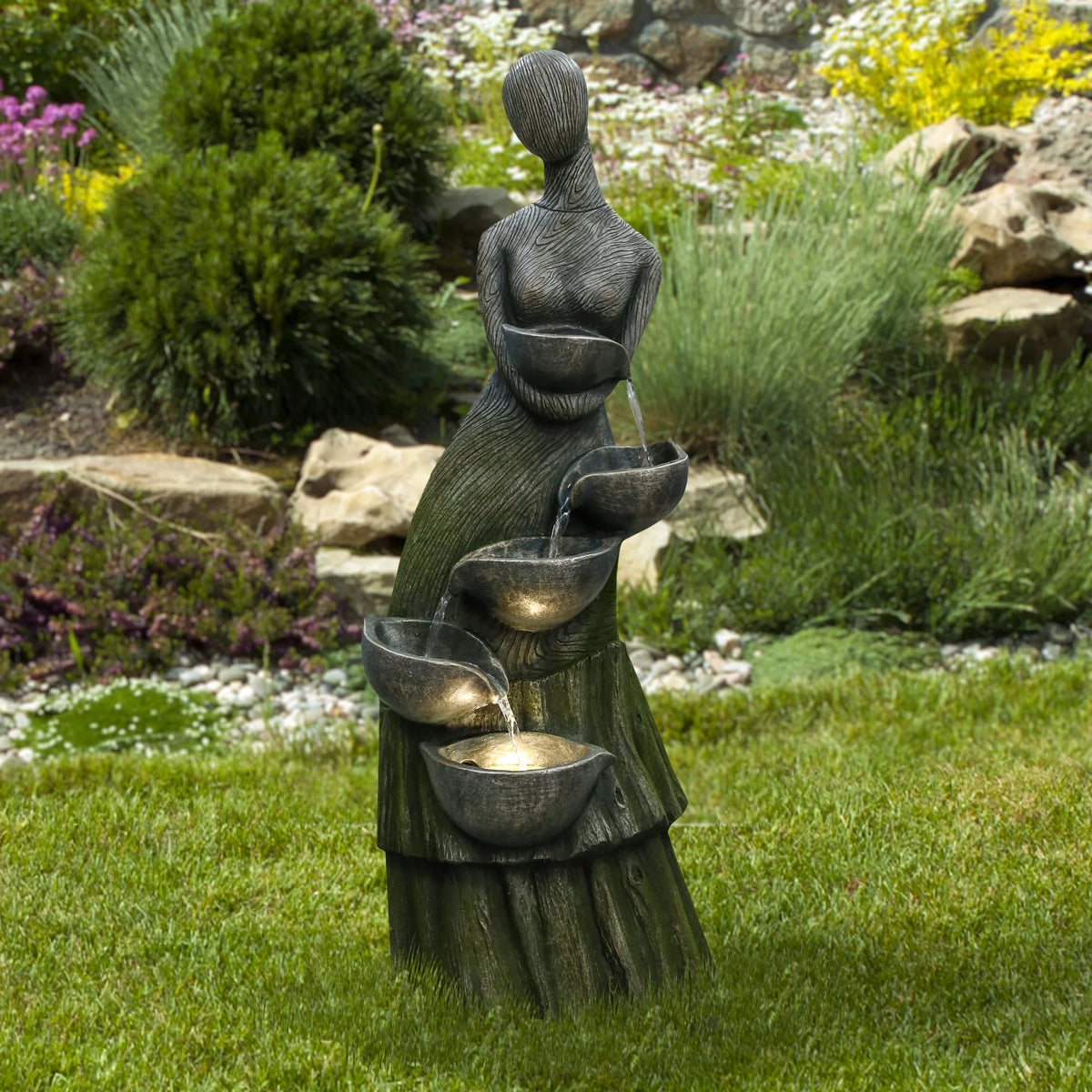39" Lighted Outdoor Garden Water Fountain C46188