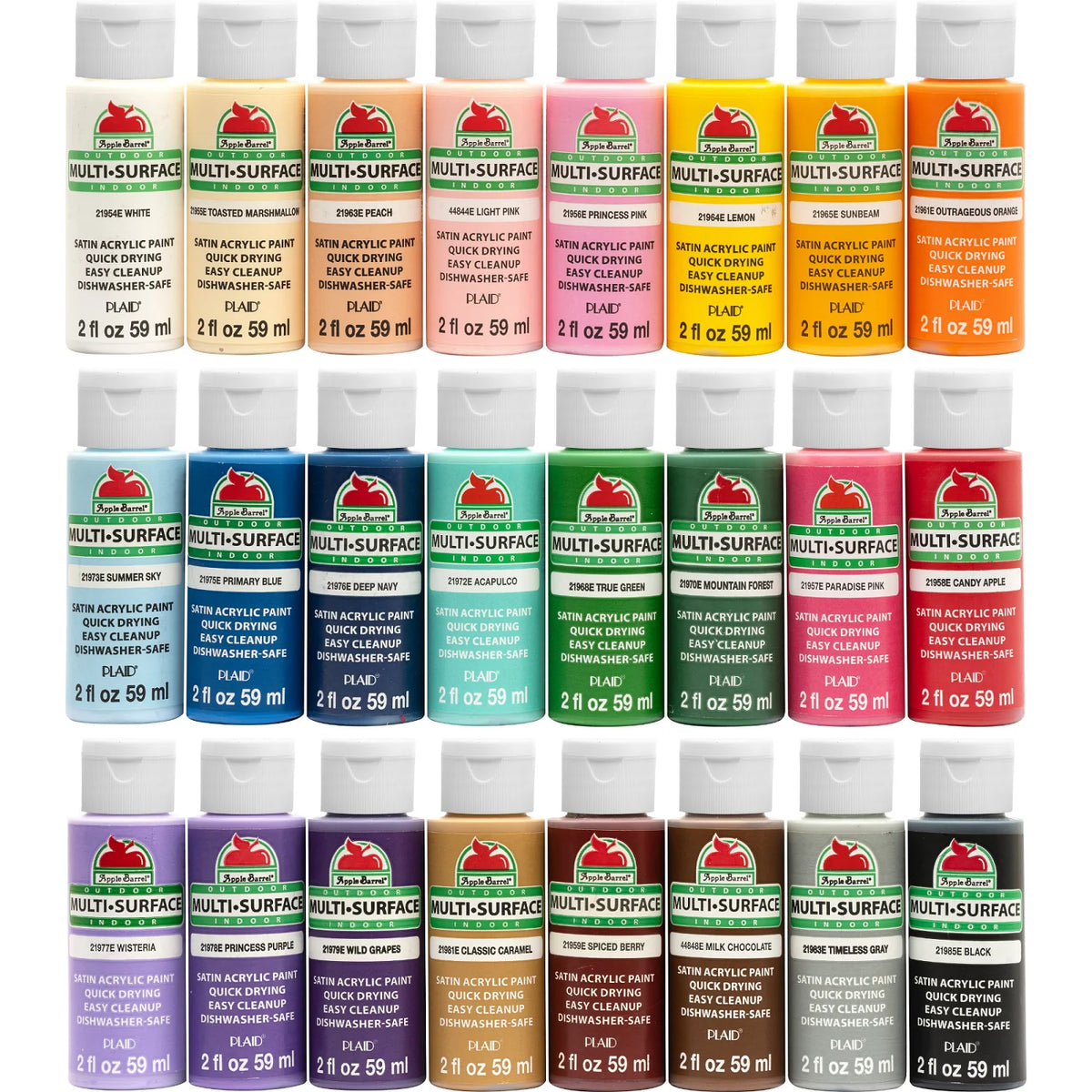2 oz Multi-color Satin Acrylic Craft Paint (24 Pieces) T433