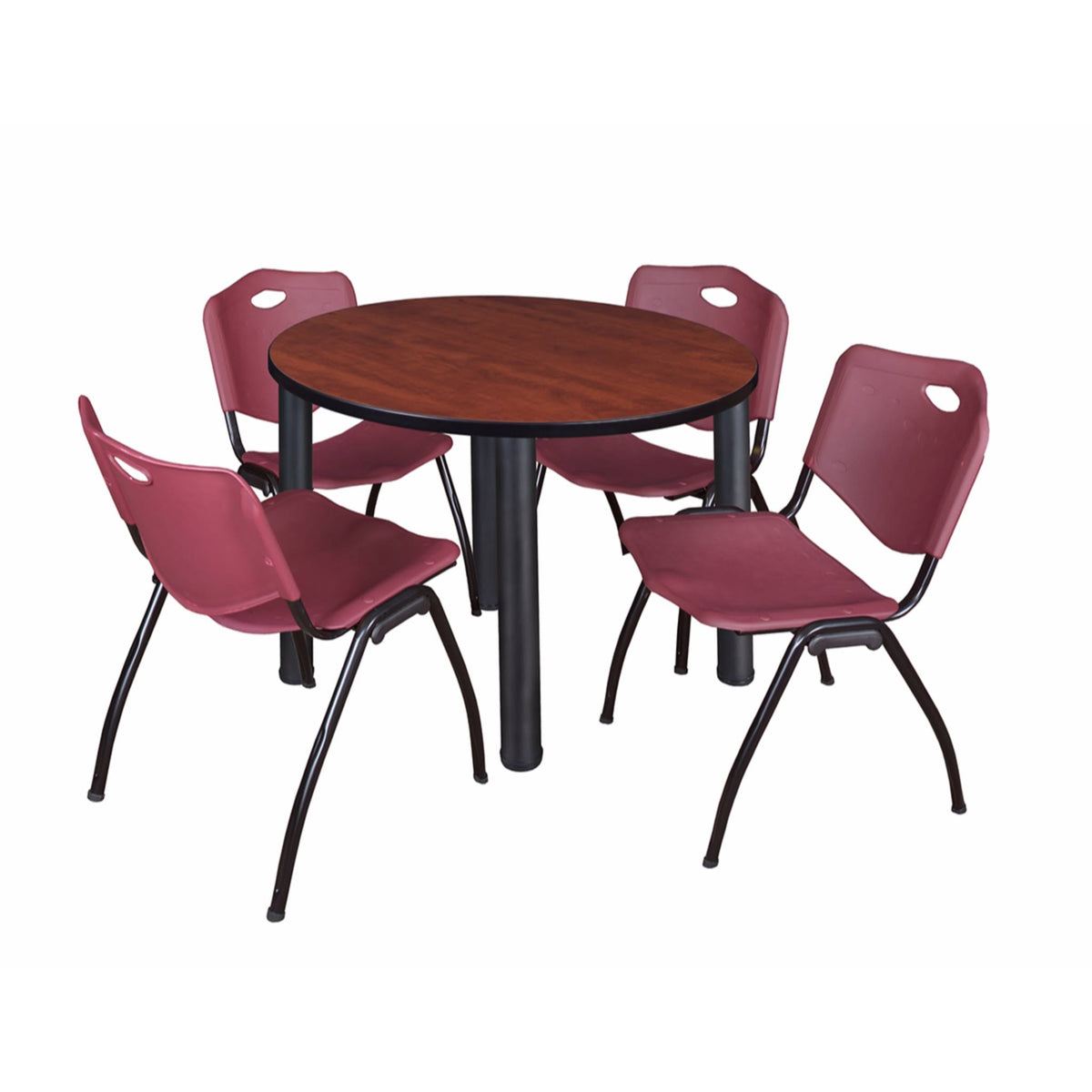 Round Breakroom Table with 4 Stack Chairs W291