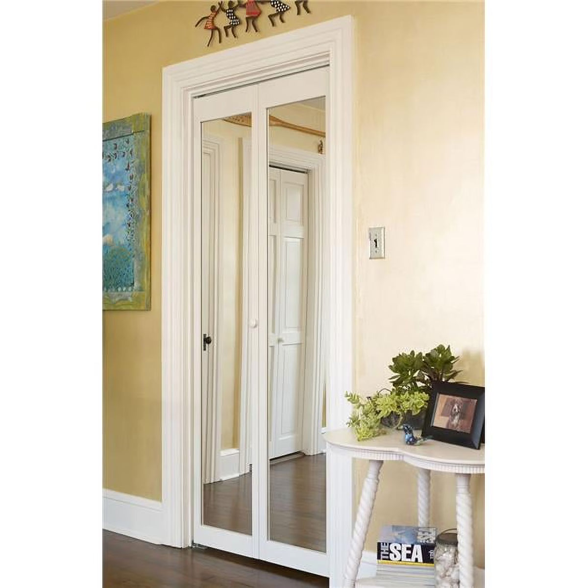 Full Mirrored Bifold Door, Unfinished Pine Y3729