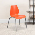 Orange Stack Chair with Lumbar Support and Silver Frame F7502