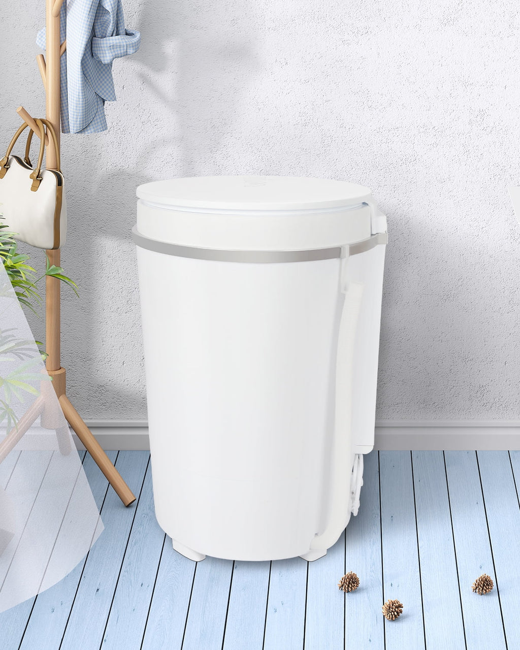 9lbs Mini Portable Washing Machine with Spiner Basket, White U282