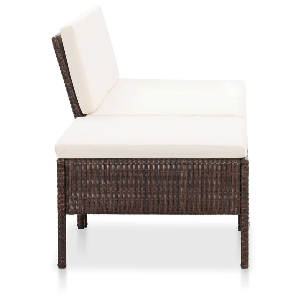 3 Piece Outdoor Sectional Sofa Set with Cushions Poly Rattan Steel Frame O56265