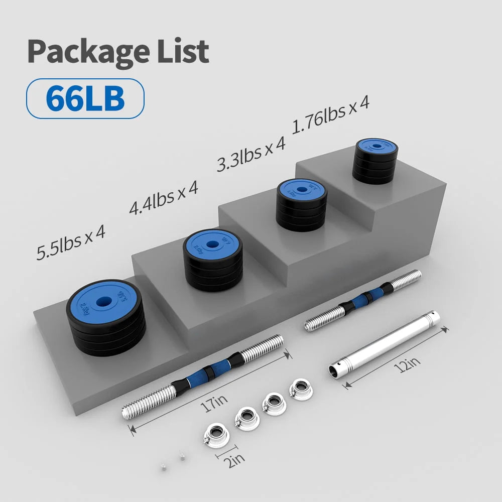 88 Lbs Adjustable Dumbbell Set with Connecting Rod P90913