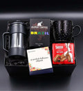 Black French Press & Black Star Cup & Brazil Filter Coffee & Milk Chocolate Gift Set B136
