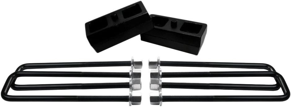 2 Rear Suspension Lift Solid Cast Iron Blocks Extra Long 12.5 Square Leaf Spring Axle U Bolts Z264385