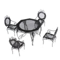 1/12 Scale Black Octagonal Table Chairs Furniture Set E197
