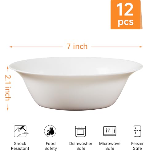 20 OZ Tempered Glass White Soup Bowls Set of 8 H9121