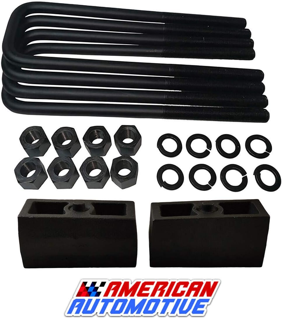 2 Rear Suspension Lift Solid Cast Iron Blocks Extra Long 12.5 Square Leaf Spring Axle U Bolts Z264385
