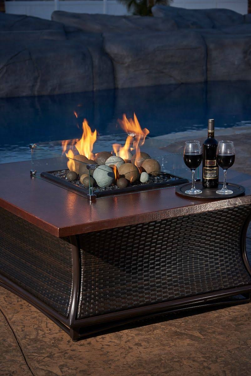 Square Fire Pit Glass Wind Guard S9110