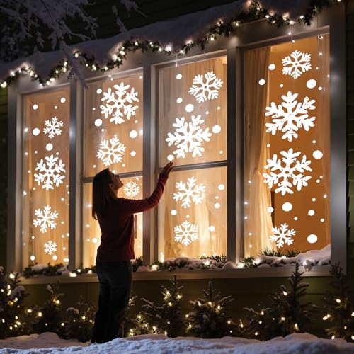 Extra Large White Snowflake Christmas Window Clings W2062