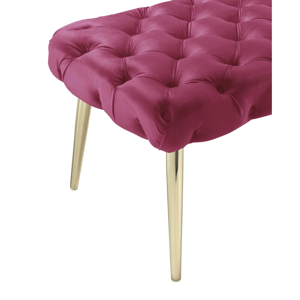 Fuchsia/Gold Velvet Bench with Metal Legs I680934