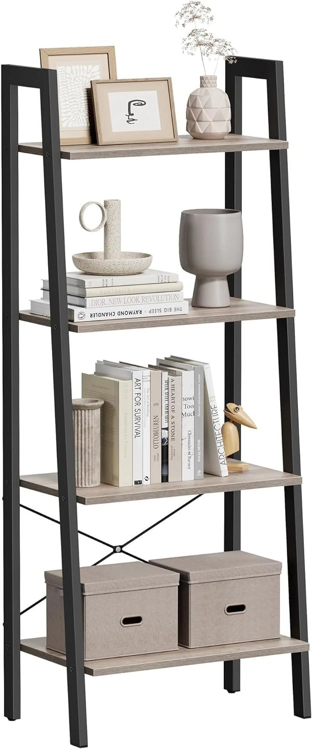 4-Tier Ladder Bookshelf with Steel Frame R3527