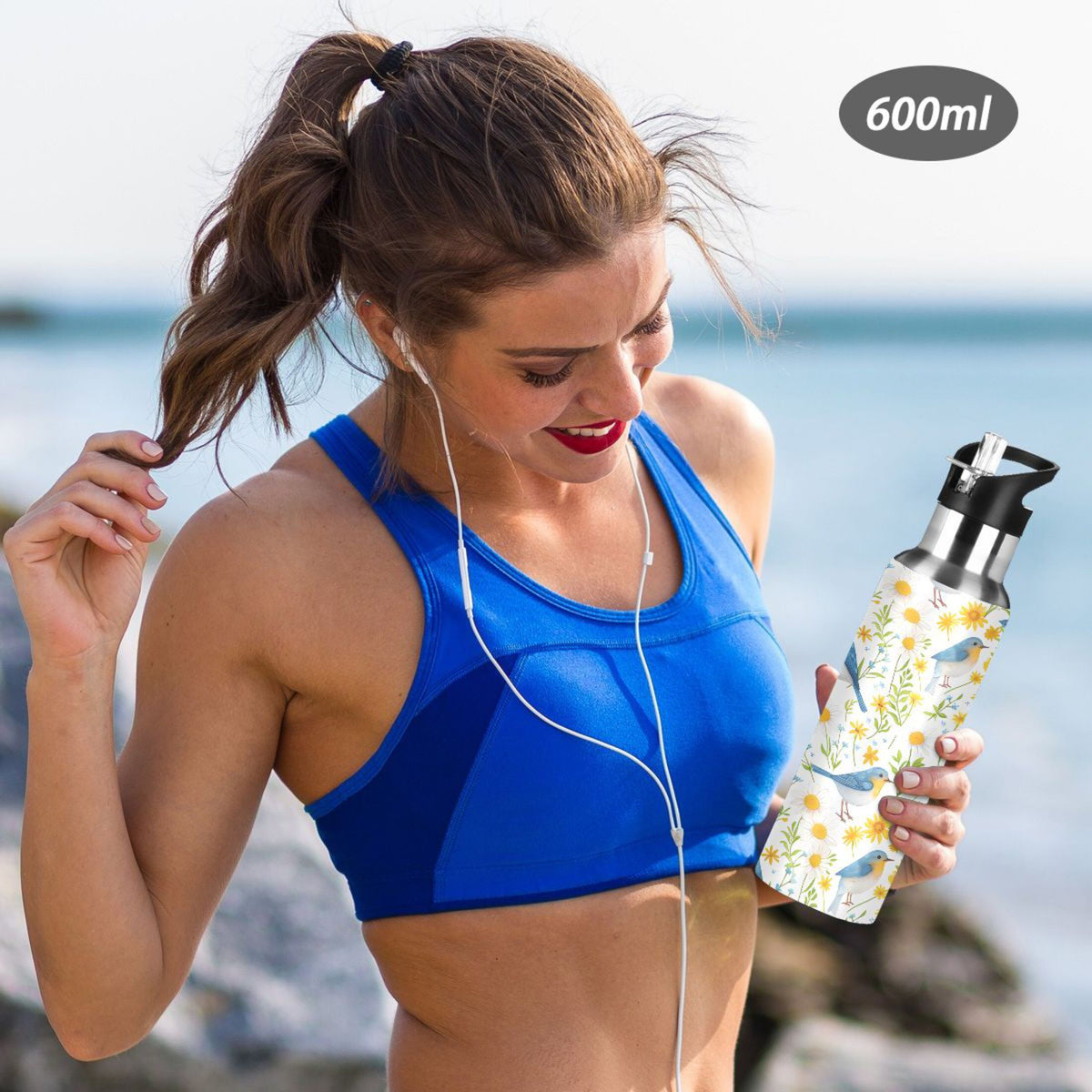 20 oz Insulated Stainless Steel Water Bottle with Straw Lid X6026