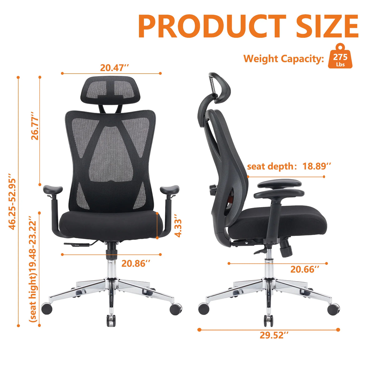 Ergonomic Office Chair with Adjustable Headrest and Lumbar Support C16680