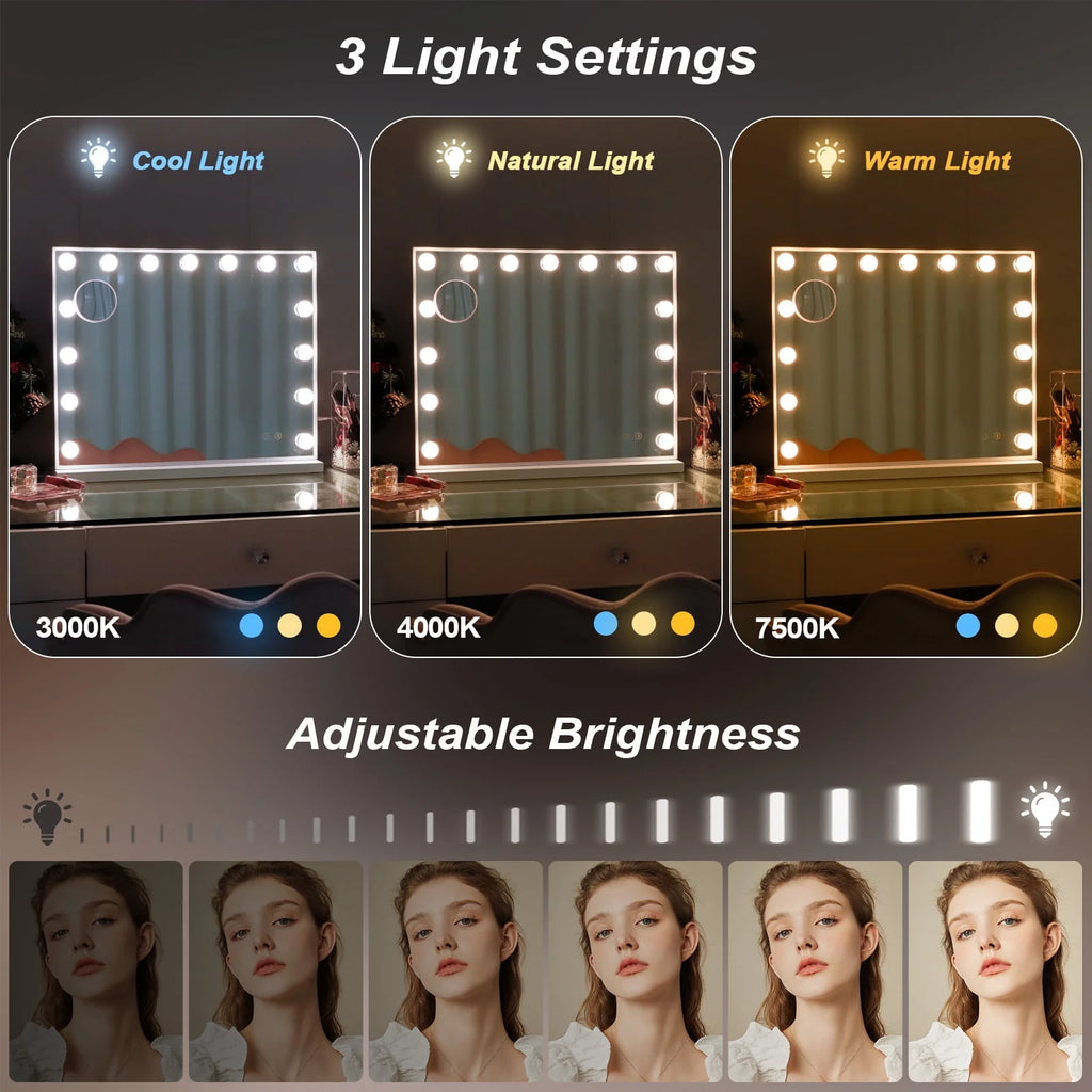 White Metal Hollywood Vanity Mirror with Lights X401