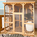 Grey Wooden Cat Enclosure with Platform F988