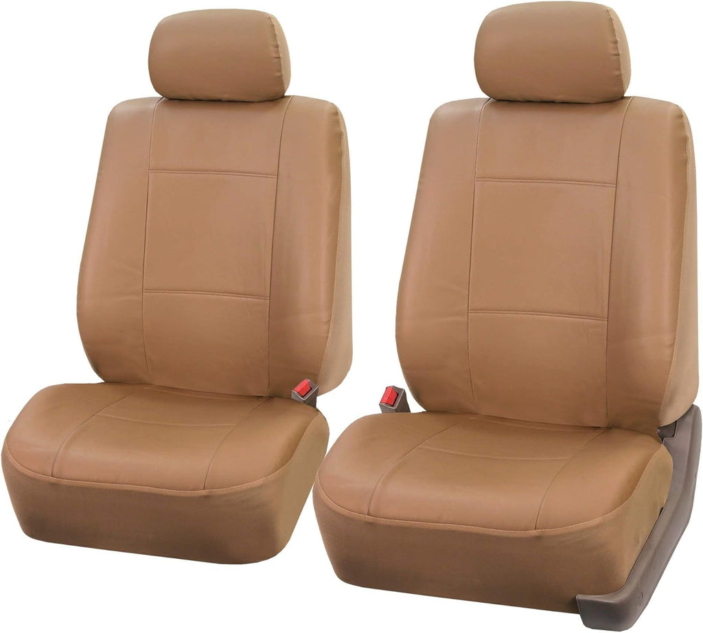 Tan PU Leather Front Car Seat Covers T4699