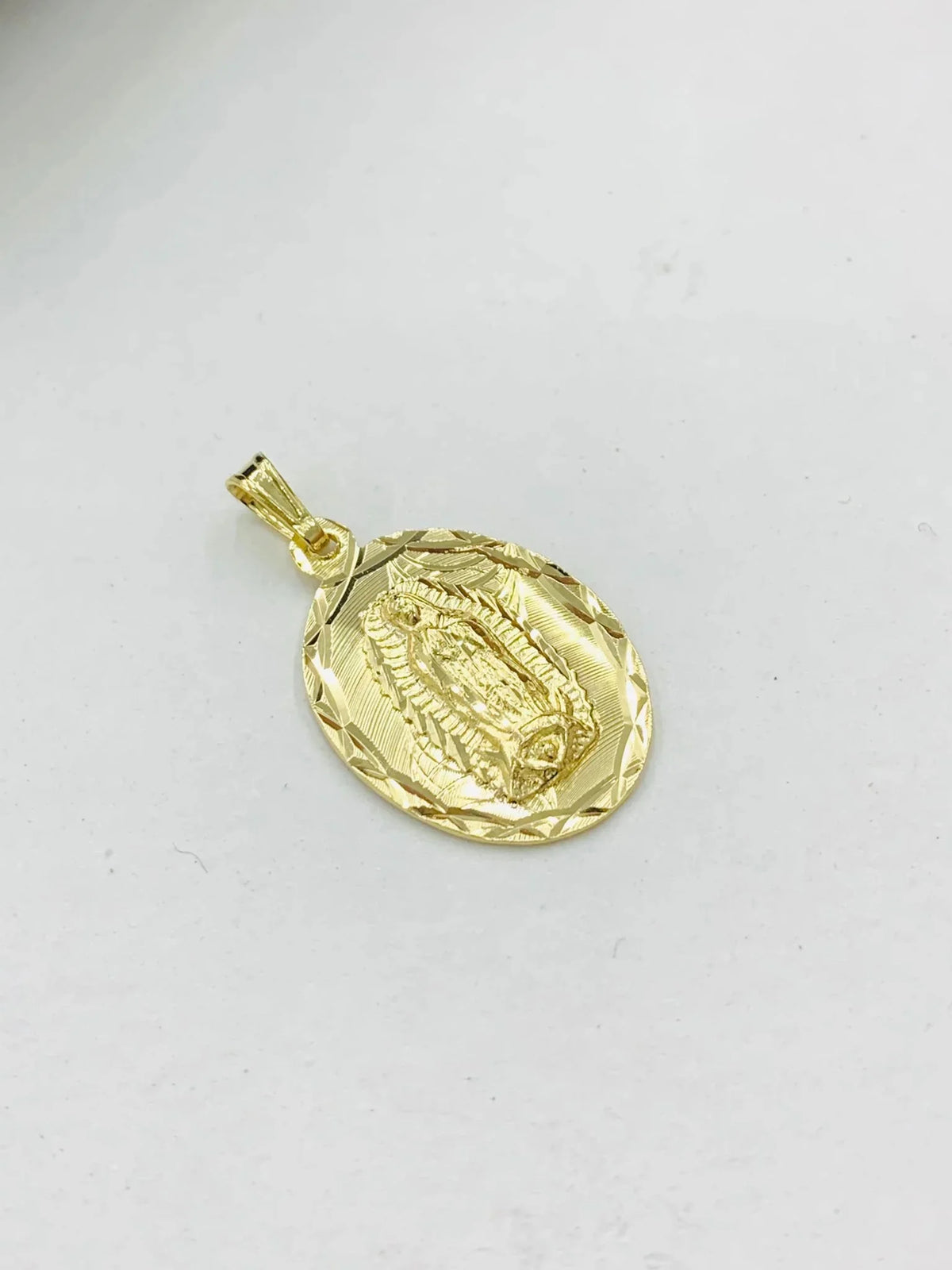 14K Gold Filled Virgen de Guadalupe Necklace Pendant 26x18mm 20" D989