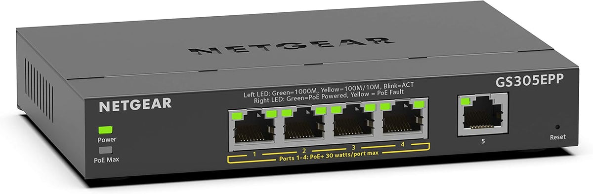5-Port Gigabit Ethernet Unmanaged PoE Switch with 4 x PoE+ @ 83W M980679