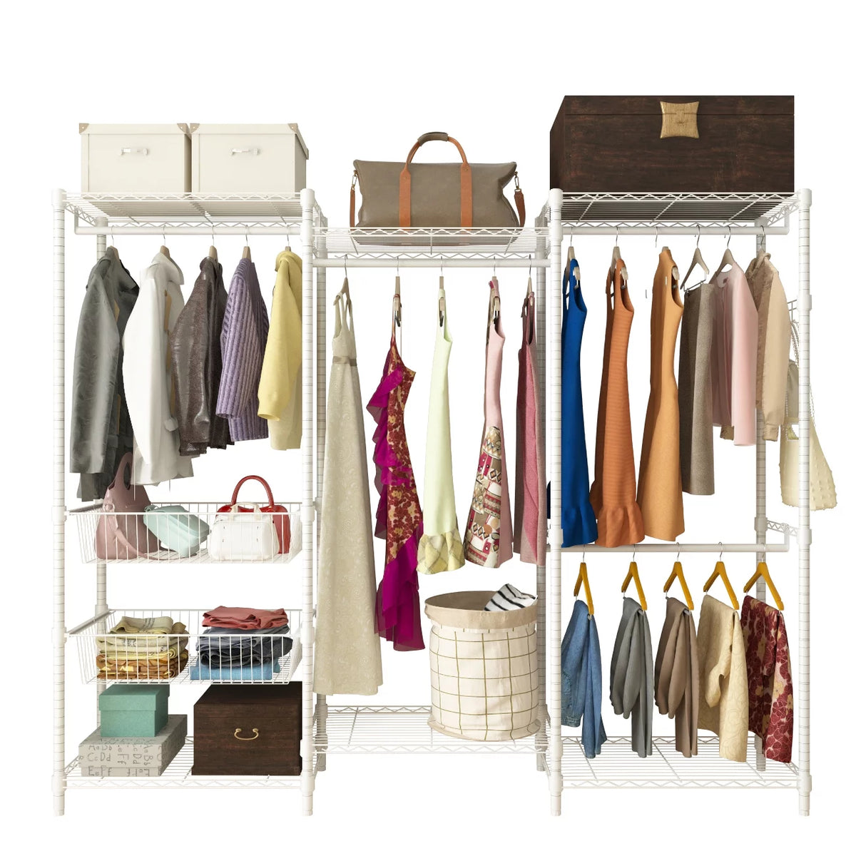89"L Freestanding Closet Storage Organizer White R5634