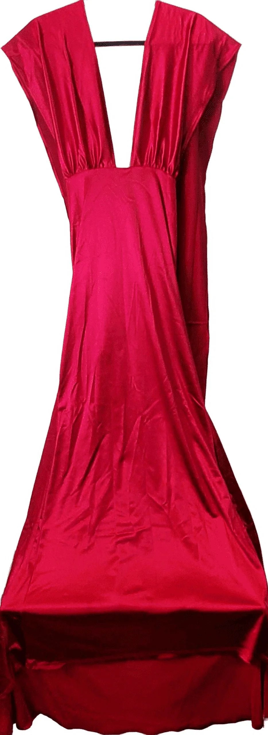 Red Medium V Neck Sleeveless Long Halter Dress A5975