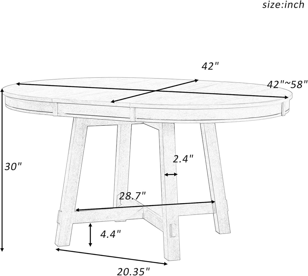 Natural Wood Wash Round Extendable Dining Table with Leaf S6255