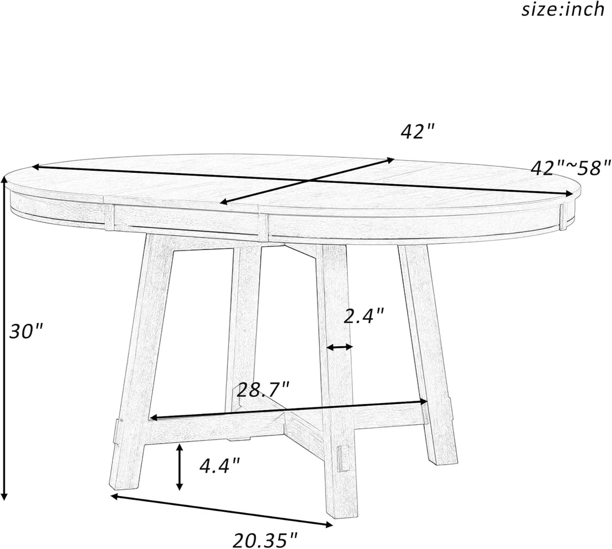 Natural Wood Wash Round Extendable Dining Table with Leaf S6255