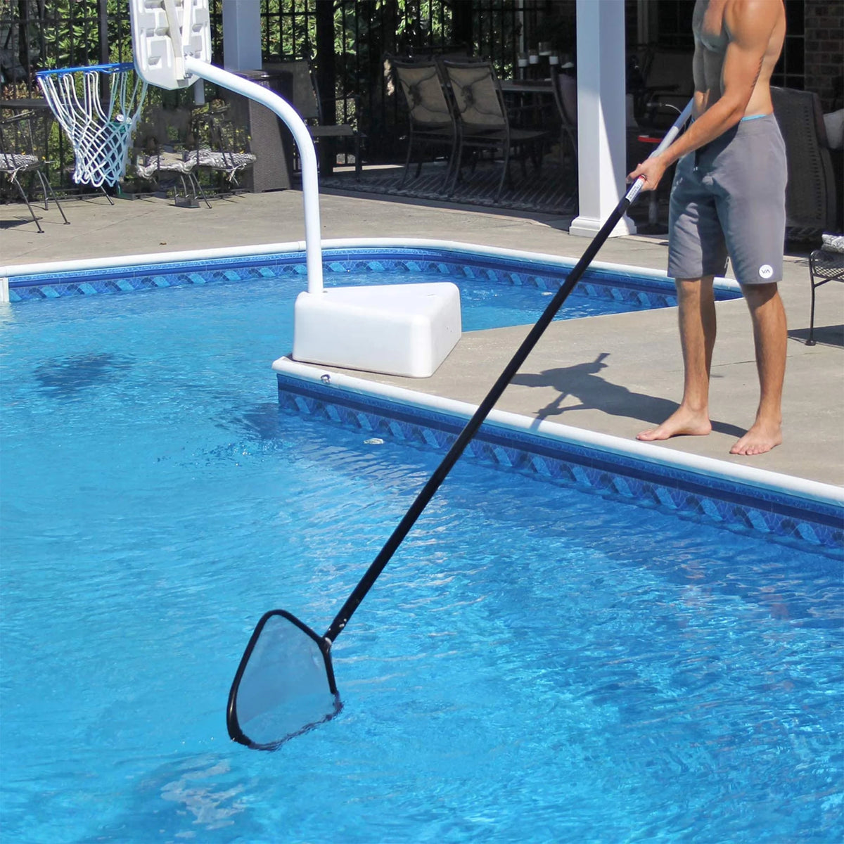 Aluminum Deep Leaf Rake Pool Skimmer Head with Mesh Bag T7102