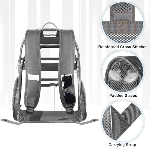 Gray Clear Backpack with Reinforced Bottom O227