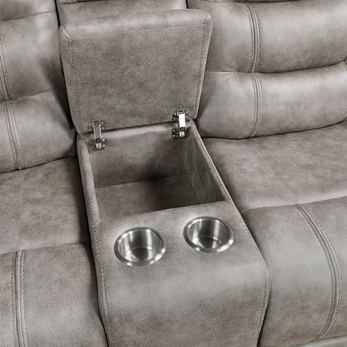 Grayish Brown Microfiber Recliner Sofa H535