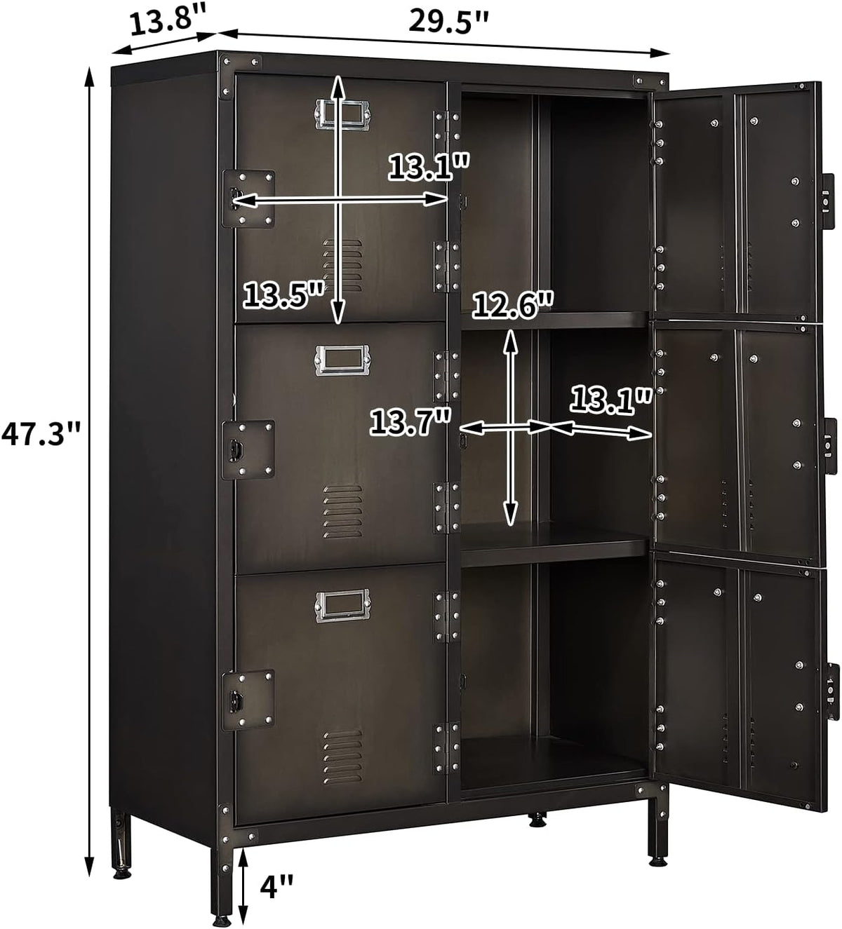 Metal Locker Storage Cabinet with Shelves and 6 Lockable Doors K22220