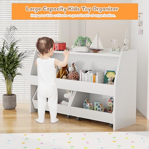 2 Tier Toy Storage Organizer with Movable Bins L551274