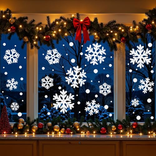 Extra Large White Snowflake Christmas Window Clings W2062