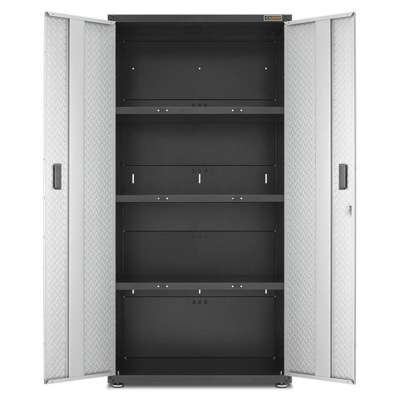 Steel Freestanding Garage Cabinet in Silver Tread E5295