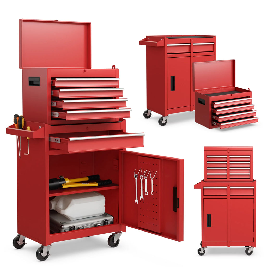 Red 5 Drawer Metal Rolling Tool Chest Cabinet S6170