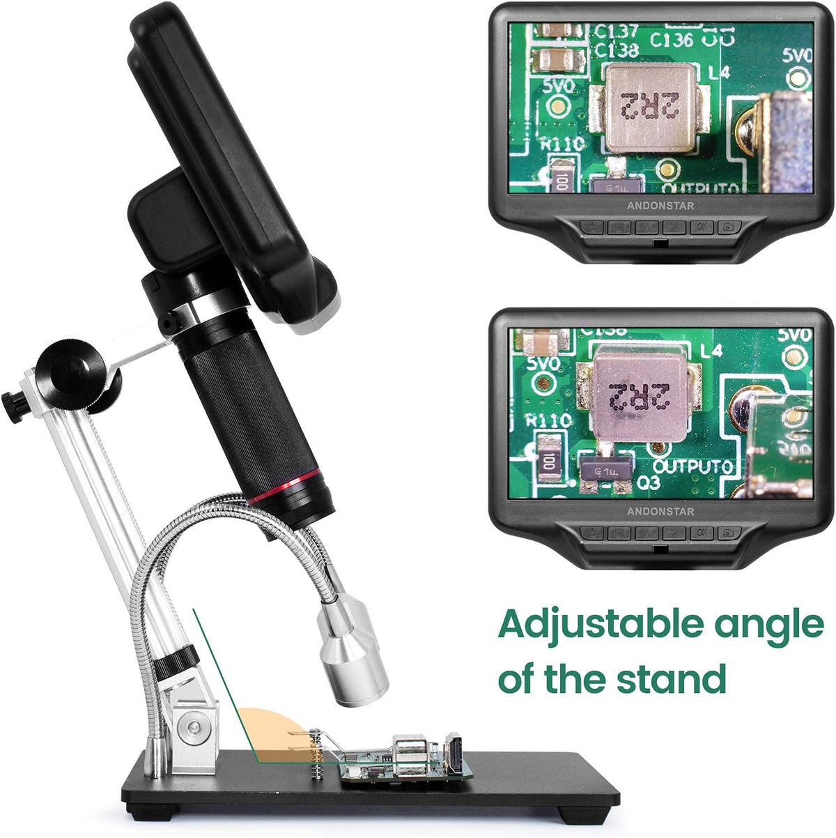 1080P 4MP Digital Microscope with 7-inch HD LCD Display and 270X Magnification U762