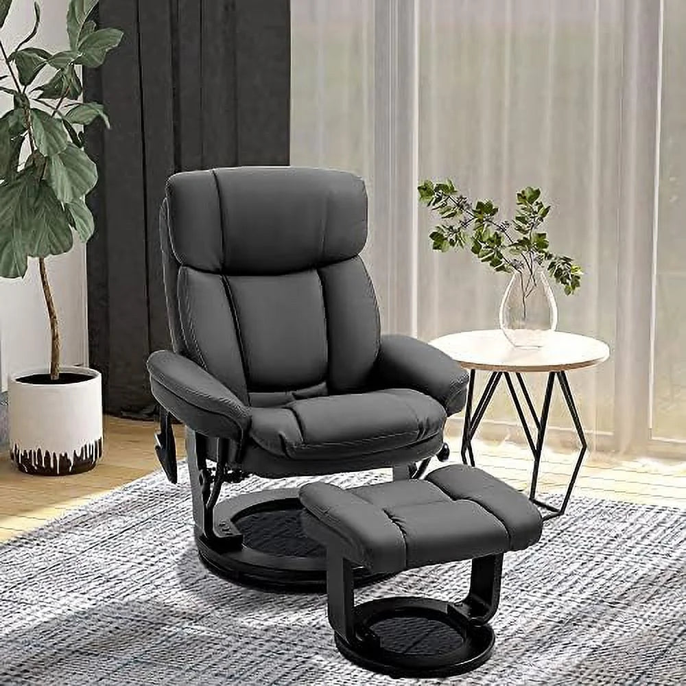 Brown PU Leather Massage Recliner Chair with Ottoman A671624